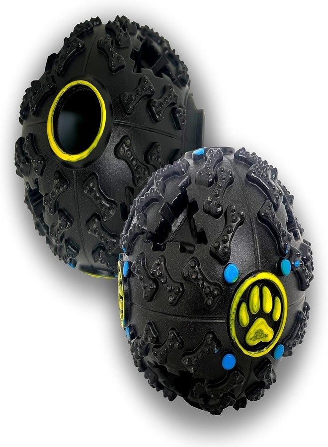 RoverPets Squeaky Ball Toy Treat Food Dispenser Ball with Duck Sound, Dental Cleaning and Interactive for Small and Medium Dogs (Black) - Image 2